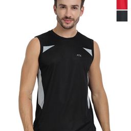 FTX Pack Of 3 Colourblocked Round Neck Sleeveless Dri-FIT Running T-shirts-image-42