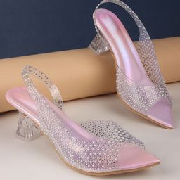 SIRDENILL Women Embellished Synthetic Leather Ethnic Kitten Sandals-image-93