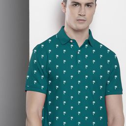 MERRIMENT Men Floral Printed Polo Collar Cotton T-shirt-image-25