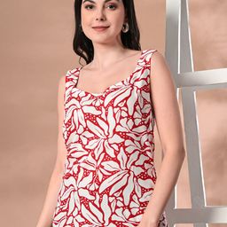 Metronaut Women Sweetheart Neck Sleeveless Floral Printed Top-image-71
