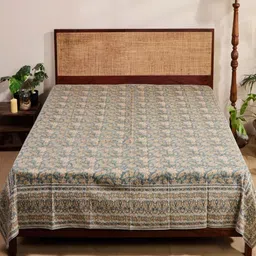 Fabindia Blue & Beige Zaira Printed Single SizeBedCover-image-19