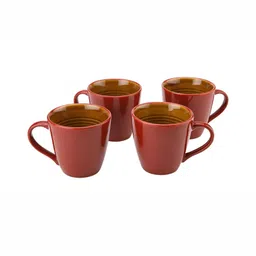 BODHI HOUSE Maroon Handcrafted Solid Ceramic Glossy Cups Set of Cups and Mugs-54
