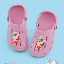 Yellow Bee Girls Self Design Unicorn Charm Clogs-26