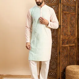 HERE&NOW Men Ethnic Motifs Embroidered Thread Work Kurta-picture-19