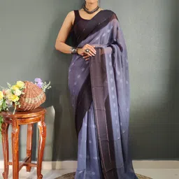 V3 FASHION STUDIO Woven Design Satin Ready To Wear Saree-image-12
