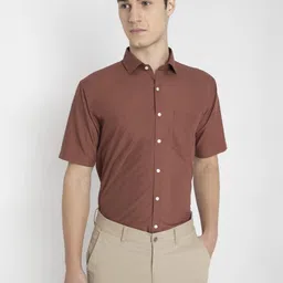 MARK & ALBERT Men India Slim Fit Spread Collar Solid Cotton Formal Shirt-image-73