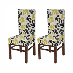 Yellow Weaves 2-Pcs White & Green Printed Stretchable Chair Covers-image-30