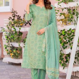 ARADHNA Women Floral Printed Regular Kurta with Trousers & With Dupatta-48