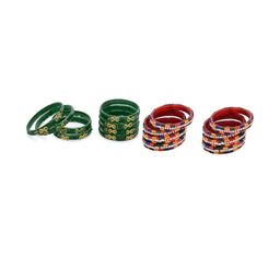 SOMIL Set Of 16 Green Alloy Artificial Stones & Beads Bangles-picture-34