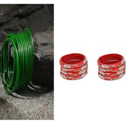 SOMIL Set Of 20 Green Alloy Artificial Stones and Beads Antique Bangles-image-77