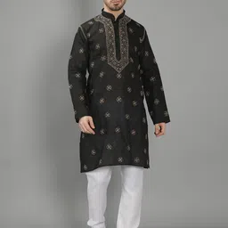 Seva Chikan Men Ethnic Motifs Chikankari Handloom Kurta-picture-23