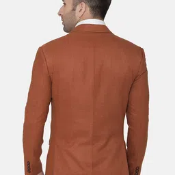 Wintage Men Rust-Coloured Solid Regular-Fit Single-Breasted Woolen Blazer image 2