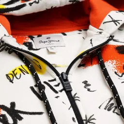 Pepe Jeans Boys Typography Printed Hooded Front-Open Sweatshirt image 2