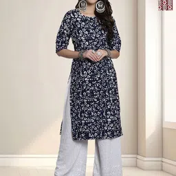 HERE&NOW Women Ethnic Motifs Printed Crepe Kurta-image-12