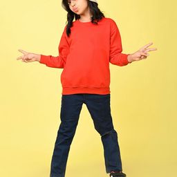 NUSYL Girls Solid Oversized Sweatshirt-picture-1