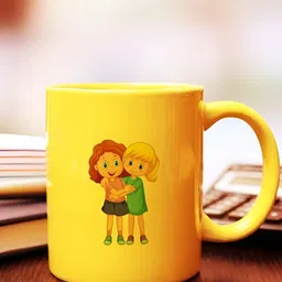 INTERNATIONAL GIFT Yellow Printed Ceramic Glossy Mugs Set of Cups and Mugs-39