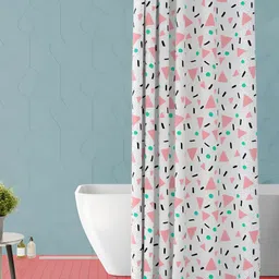 ArtzFolio White & Pink Printed Waterproof Shower Curtain-5