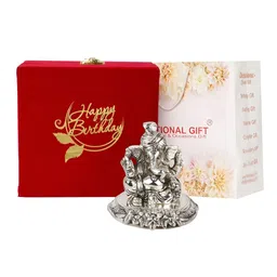 INTERNATIONAL GIFT Pagdi Ganesh God Metal Idol Showpiece With Best Wishes Tag & Box-image-50