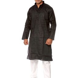 Exotic India Men Solid Kurta with Pyjama-image-91