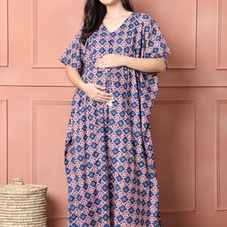 Secret Wish Women Pure Cotton Printed Maxi Nightdress-image-56