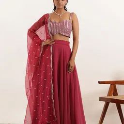 DEASHA INDIA Embroidered Mirror Work Ready to Wear Lehenga & Blouse With Dupatta-picture-51