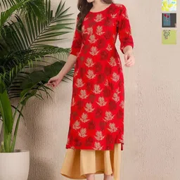 Anouk Rustic Selection Of 4 Ethnic Motifs Printed Round Neck Straight Kurtas-image-0