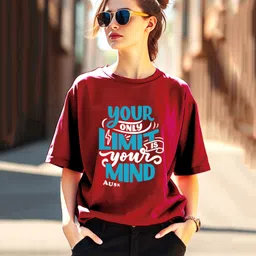 AUSK Women Oversized Typography Printed T-shirt-image-75