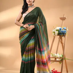 WoodenTant Checked Pure Cotton Saree-image-4