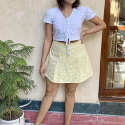Label Tanvee White Schiffli Top & Yellow Skorts Co-Ord Set-picture-47