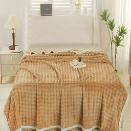 JC HOME Camel Brown AC Room 300 GSM Double Bed Blanket-image-34