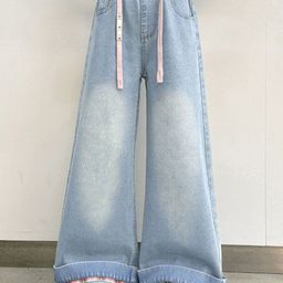 LULU & SKY Girls Wide Leg High-Rise Low Distress Heavy Fade Jeans-picture-47