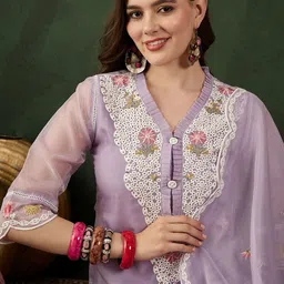 Sangria Embroidered Kurta With Trouser & Dupatta Set-picture-0