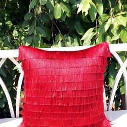 THROWPILLOW Maroon & White Embellished Velvet Square Cushion Covers-image-44