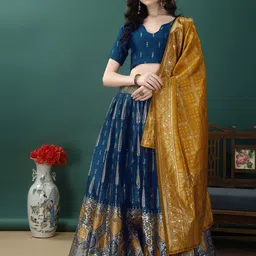 A TO Z CART Woven Design Zari Ready to Wear Lehenga & Unstitched Blouse With Dupatta-image-89