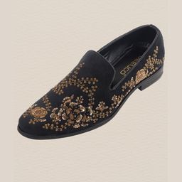 DEEUCO Men Black Velvet Mojaris-image-85