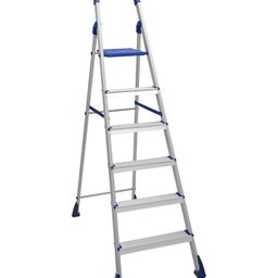 Parasnath White & Blue Heavy-Duty Anti-Skid Foldable Portable 6-Step Ladder-3