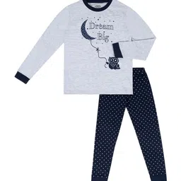 UNICORNS Kids Dream Big Owl & Moon Printed Pure Cotton T-shirt with Joggers Night Suit-image-32