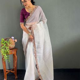 Anouk Striped Sequinned Saree-picture-0