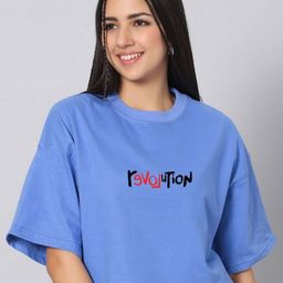 Besick Typography Printed Round Neck Drop-Shoulder Sleeves Cotton Oversized Crop T-shirt-picture-15