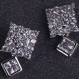 SALONI FASHION JEWELLERY Silver Plated Square Studs Earrings-picture-27