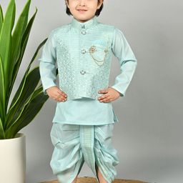 BT DEZINES Boys Embroidered Regular Thread Work Kurta with Dhoti Pants-18