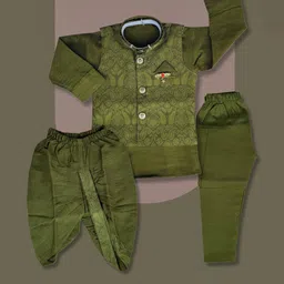 Qutie Ninja Boys Mandarin Collar Dupion Silk Sherwani-53