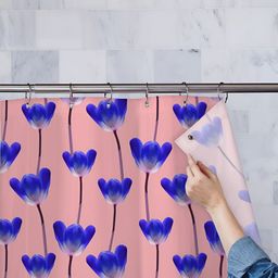 ArtzFolio Pink & Blue Floral Printed Waterproof Shower Curtain-image-95