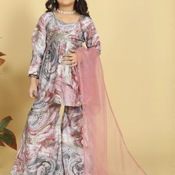 NIVUDI Girls Pink Kurta Sets-image-40