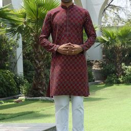 KRAFT INDIA Ethnic Motifs Embroidered Sequinned Straight Kurta With Pyjamas-33