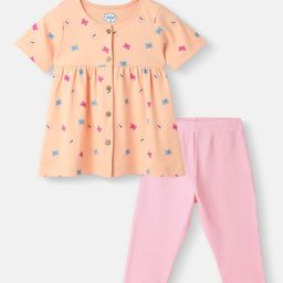 Nauti Nati Girls Butterfly Printed Pure Cotton Top With Trousers-image-12