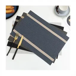 MONKDECOR 6 Pieces Blue Geometric Patterned Rectangular Table Placemat image 3