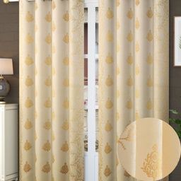 Galaxy Home Decor Cream-Coloured Set of 2 Floral Room Darkening Window Curtain-picture-13