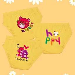 NUSYL Girls Pack Of 3 Printed Cotton Basic Briefs-21