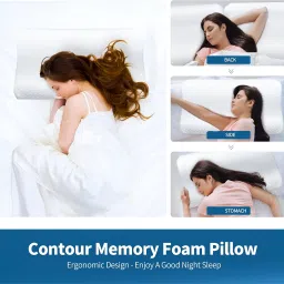 np-hvrd Cervical Contour Smooth Memory Foam Pillow, Orthopedic, Stomached, Side Sleepers Memory Foam Nature Orthopaedic Pillow Pack of 1 image 4